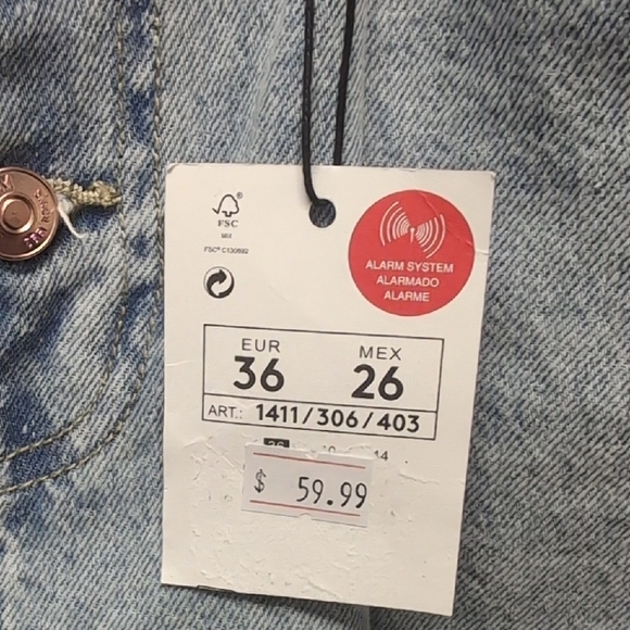 Lefties Blue High Rise Slim Fit Jeans. Size 36 Euro (Approx 26-27 US). NWT. - Picture 4 of 13